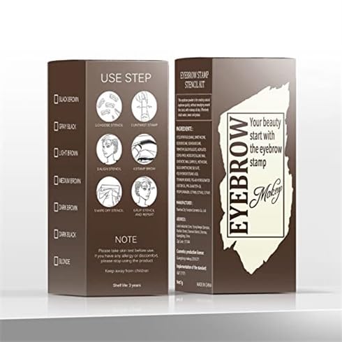 Eyebrow Stamp Stencil Kit - One-Step Eyebrow Stencil with 24 Reusable Thin & Thick Stencils, Long-Lasting Waterproof & Smudge-Proof Brow Stamp for Perfect Eye Makeup (Dark Black)