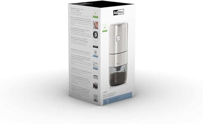 AdHoc Electric Coffee Grinder - Cordless & Rechargeable Grinder with Adjustable Settings - Compact Stainless Steel Coffee Tool for Espresso & Everyday Brewing