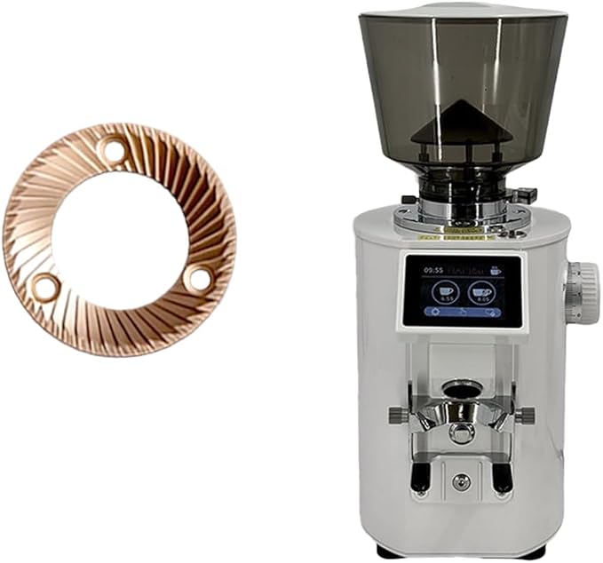 Coffee Grinder with 64mm Titanium-Coated Flat Burrs, 350W Electric Espresso Grinder, Stepless Adjustment, 500g Hopper, Weight-Based Dosing, Aluminum, Black/White (White titanium plated)