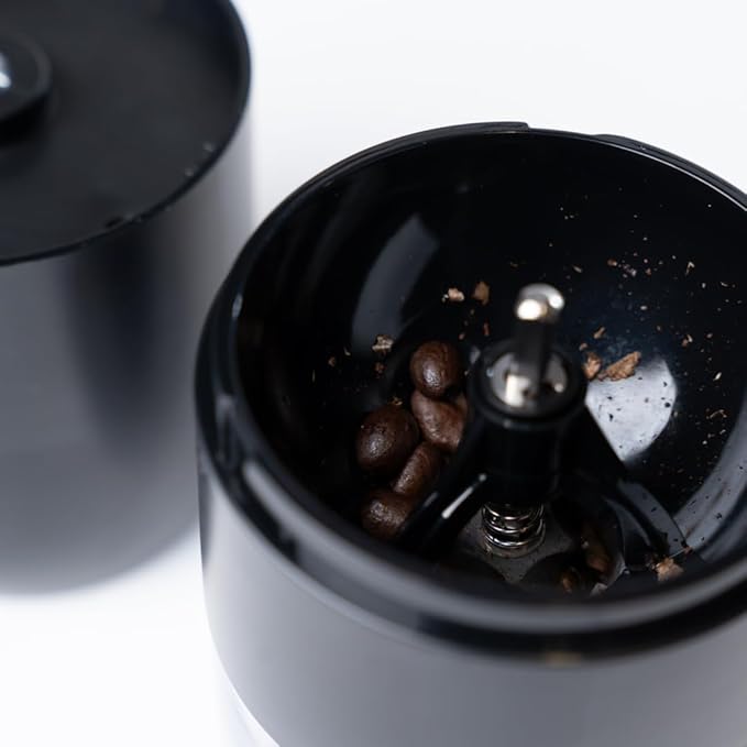 Caldwell Kitchen Portable Electric Coffee Grinder - USB Rechargeable Automatic Ceramic Burr Mill for Travel, Camping & Home - Adjustable Fine to Coarse Settings - Black
