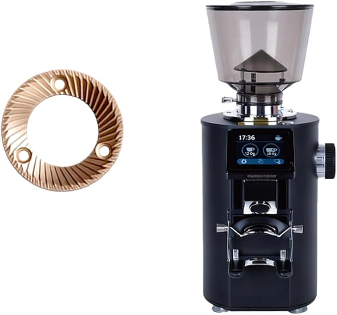 Coffee Grinder with 64mm Titanium-Coated Flat Burrs, 350W Electric Espresso Grinder, Stepless Adjustment, 500g Hopper, Weight-Based Dosing, Aluminum, Black/White (Black titanium plated)