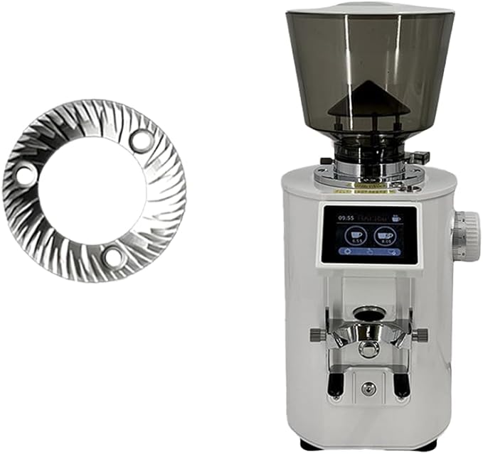 Coffee Grinder with 64mm Titanium-Coated Flat Burrs, 350W Electric Espresso Grinder, Stepless Adjustment, 500g Hopper, Weight-Based Dosing, Aluminum, Black/White (White stainless steel)
