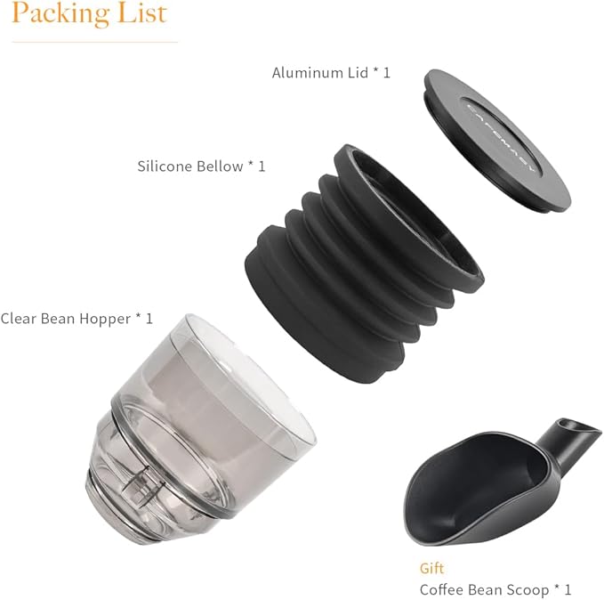 CAFEMASY Clear Single Dose Hopper and Silicone Bellow Compatible with Mahlkonig EK43 Coffee Grinder Cleaning Tool