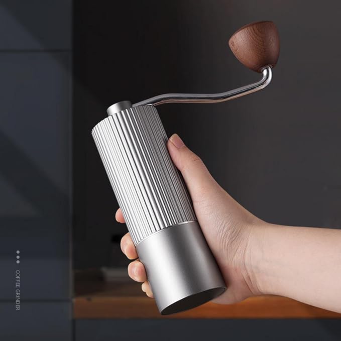 Manual Coffee Grinder – Stainless Steel CNC Conical Burr Hand Grinder, 30g Capacity, Adjustable Coarse-to-Fine Settings for Espresso, Drip – Portable Coffee Mill With Brush (Gray)
