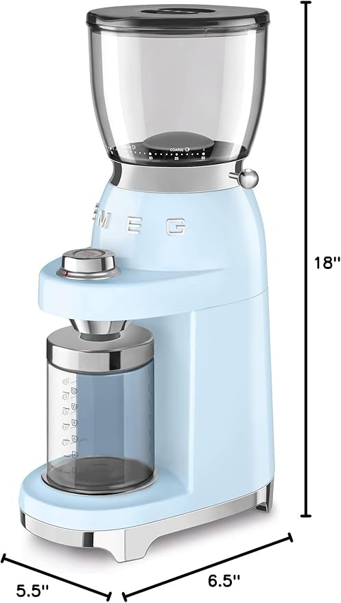 Smeg 50's Retro Style Aesthetic Coffee Grinder, CGF01 (Pastel Blue)