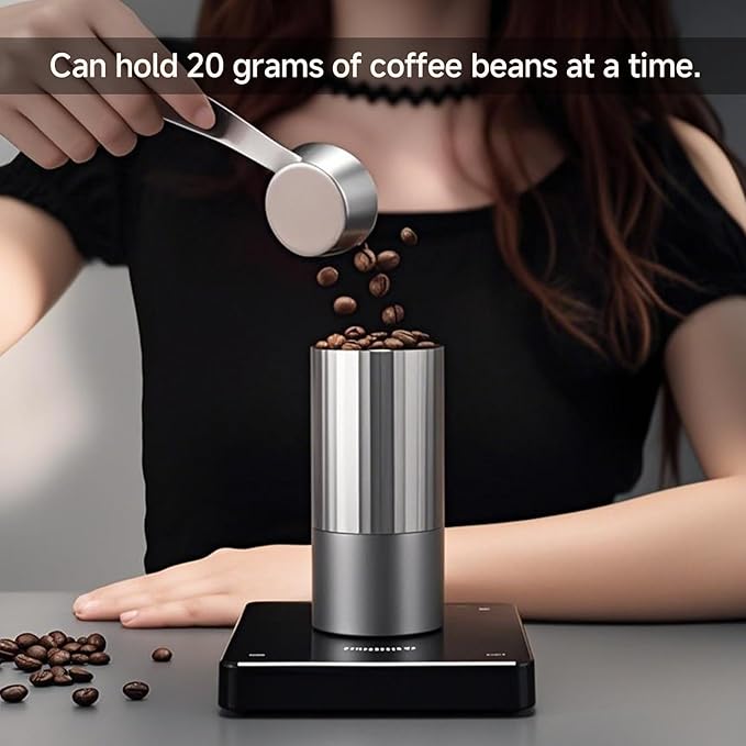 Portable Electric Espresso Grinder - USB Rechargeable Coffee Bean Grinder with Stainless Steel Burr, Adjustable Grind Settings, Compact Metal Body for Camping, Travel, Office (703g)