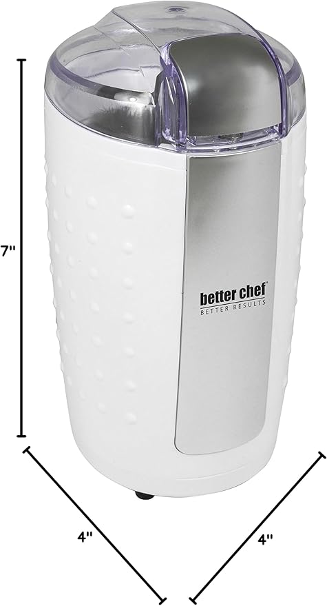 Better Chef 150-Watt Power Blade Coffee Grinder | Stainless Blade and Chamber | Grind Coffee | Nuts | Spices (White)