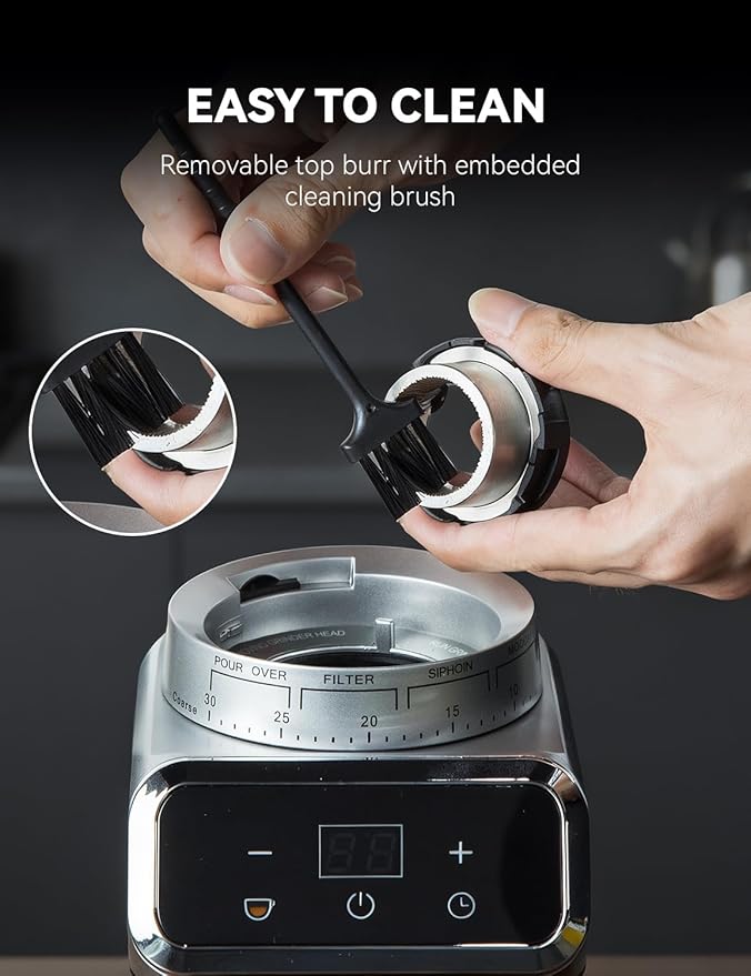 Coffee Grinder Electric, Emojoy Coffee Bean Grinder with 30 Grinding Settings, Burr Coffee Grinder for Home Use, Touchscreen and LED Control Panel, Stainless Steel Conical Burr Grinder