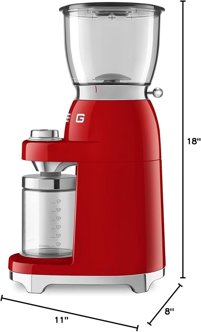Smeg 50's Retro Style Aesthetic Coffee Grinder, CGF01 (Red)