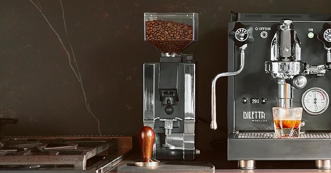 Eureka Mignon Silenzio Espresso Grinder | Silent Technology | Stepless | Timed Dosing | (Chrome, 55mm)
