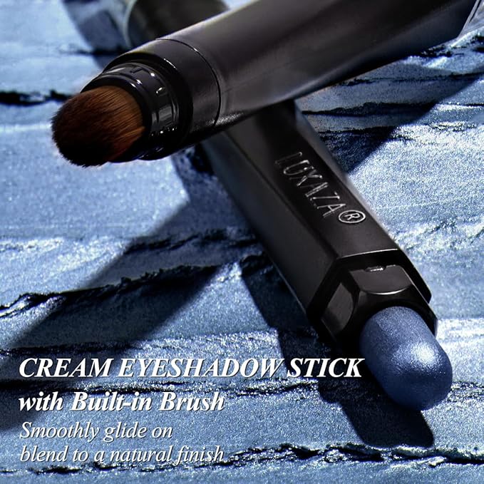 Neutral Eyeshadow Stick Makeup 6PCS Set, Blue Metallic Shimmer Matte Cream Eye Shadow Eyeliner Brightener Pencil Crayon - JEANS BLUE