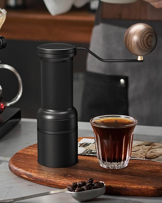 Cocinare ESSENCE GO B38 Pro Manual Coffee Grinder – with Carrying Case Hand Grinder Capacity 30g, Vertex10 Cut Burr & 80 Grind Settings, Perfect for Pour-over, Espresso, Cold Brew (Obsidian Black)