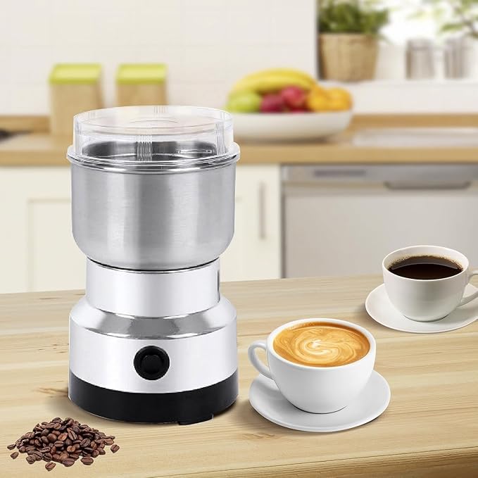 Spice Grinder, 150W Powerful Electric Coffee Bean Grinder with 4 Blades, 300ml Multi Function Mini Dry Grain Mill for Grain Nuts Seasoning Coffee Beans Spices