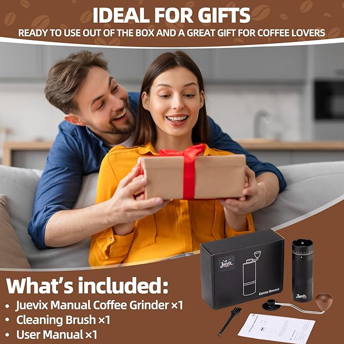 Novaβ Manual Coffee Grinder with External Adjustment, Six-Star Stainless Steel Conical Burr, Adjustable Hand Grinder for Espresso, Pour Over, French Press
