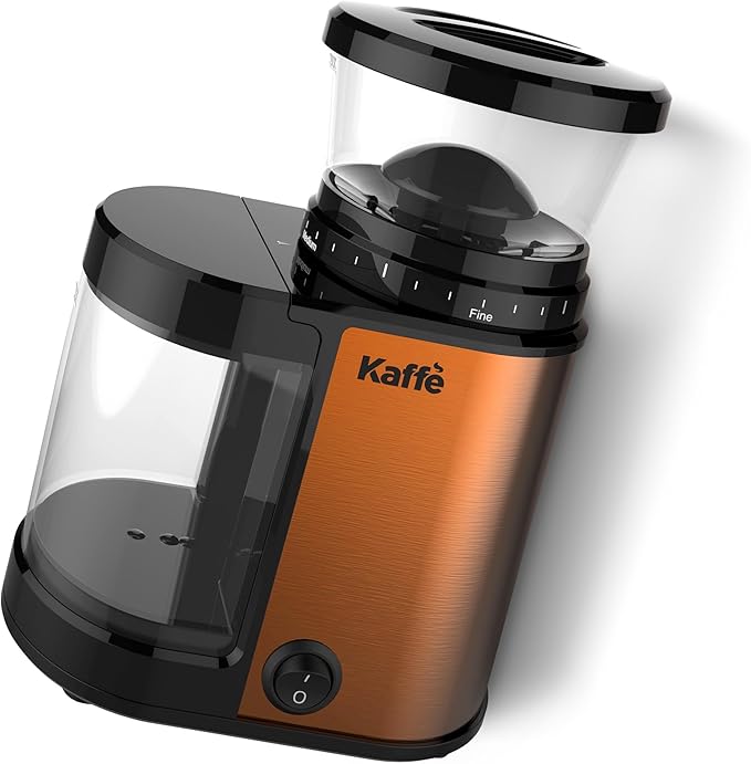 Kaffe Electric Coffee Burr Grinder - 5.5oz - Copper (Cleaning Brush Included)