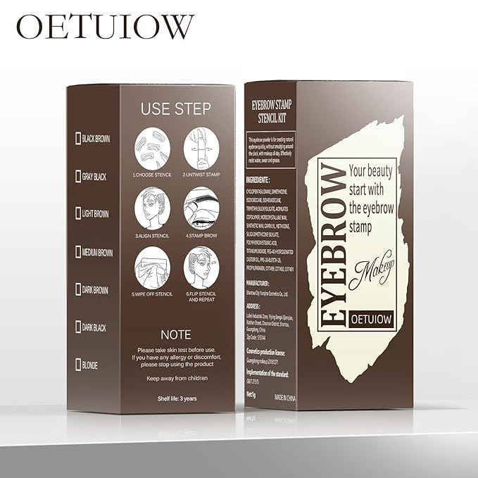 Eyebrow Stamp Stencil Kit - One-Step Eye Brow Stencil Kit with 24 Reusable Thin & Thick Eyebrow Stencils, Long-Lasting Waterproof & Smudge-Proof Brow Stamp Kit for Perfect Eye Makeup (Black Brown)