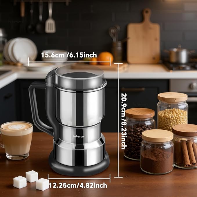 Electric Coffee Bean Grinder, 300W Motor, 8-Blade Stainless Steel, 14oz/250g Capacity, for Spices Grains Nuts, with Hand Wash Bowl, electric blade coffee grinders
