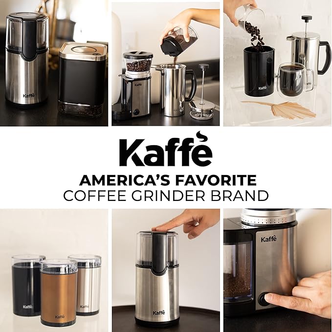 Kaffe Electric Coffee Blade Grinder w/Removable Cup - 4.5oz - Stainless Steel (w/Cleaning Brush)