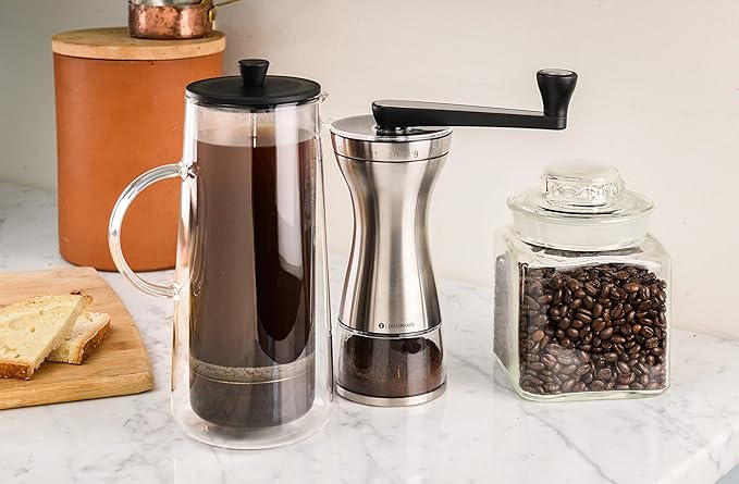 Zassenhaus Manaos Manual Coffee Grinder - Stainless Steel Mill - 2.5 Ounce, 9.5-Inch Hand Bean Grinder for Fresh Coffee