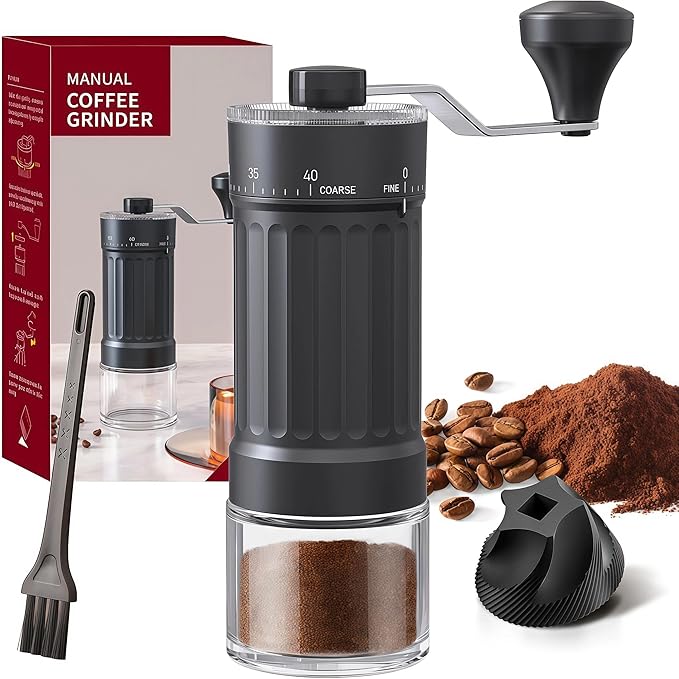 Manual Coffee Grinder, Burr Coffee Bean Grinder, Adjustable Portable Coffee Grinder with 30g Capacity, Ideal for Travel, Camping, Office, Espresso, Pour Over, etc
