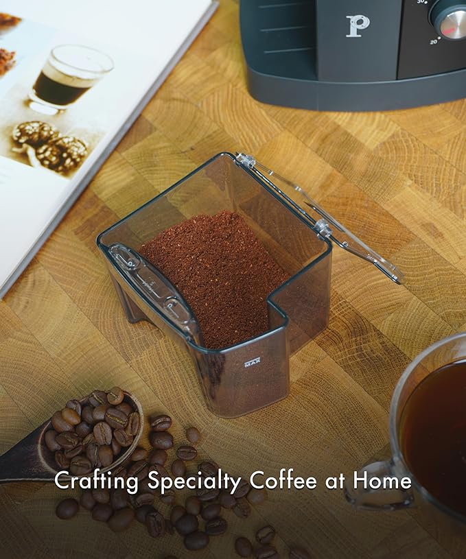 PALICO Aroma Coffee Grinder - 48mm Stainless Steel Conical Burrs, 17 micro-adjustable grind settings, 250g Bean Hopper Capacity, removable burrs & hopper, low RPM motor (Matt Black)
