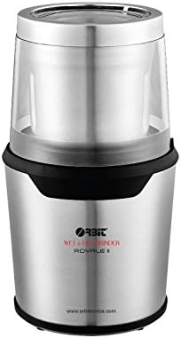 Orbit Royale II Stainless Steel Wet and Dry Coffee/Spice/Chutney Grinder with Two Cups