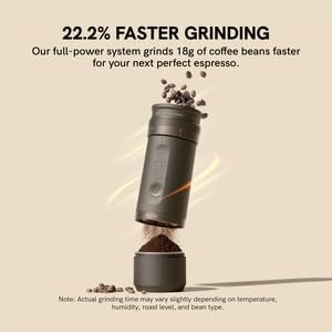 OutIn Fino Portable Electric Coffee Grinder,Adjustable Coffee Bean Grinder with 28 Precise Grind Setting,One-Button Burr Coffee Grinder with Fast‑Charge Battery, Auto‑Stop & Clog‑Protection