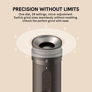 OutIn Fino Portable Electric Coffee Grinder,Adjustable Coffee Bean Grinder with 28 Precise Grind Setting,One-Button Burr Coffee Grinder with Fast‑Charge Battery, Auto‑Stop & Clog‑Protection