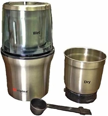 Alpina Sf-2815 Electric Wet and Dry Coffee Grinder with 2-stainless Steel