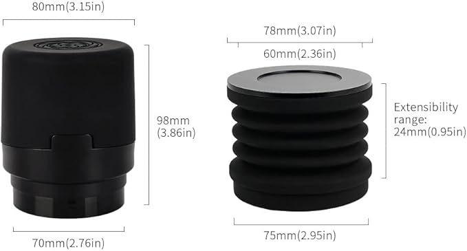 Coffee Grinder Single Dose Hopper Compatible with Baratza Encore Coffee Grinder Silicone Bellow with Mental Lid for Blow Out Residual Coffee Grounds Black