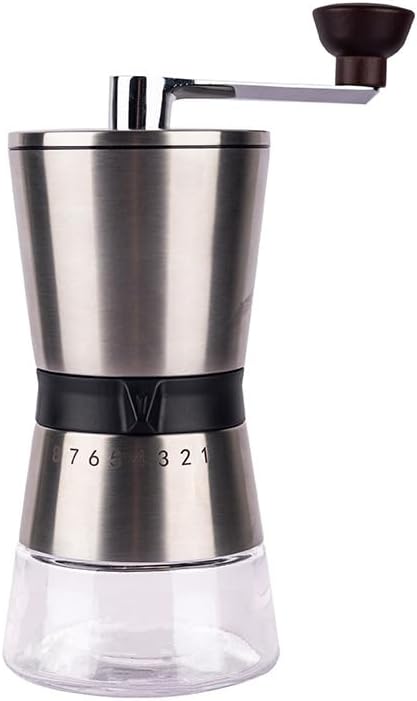 Precision Manual Coffee Grinder Large Capacity for Home Use, 8 Adjustable Coarseness Setting, Ceramic Burr Hand Held Stainless Steel Espresso Bean Mill for Travel Camping, Easy to Clean