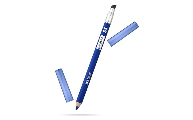 Pupa Milano Multiplay Eye Pencil - Creamy, Blendable Eyeliner With Smudge Tip - Long Wearing, Glamorous Intensity - Smooth And Lasting Color Liner For Waterline Or Lid - 55 Electric Blue - 0.04 Oz
