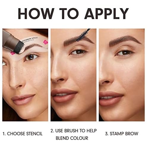 Eyebrow Stamp Stencil Kit - Eye Brow Stencil Kits with Eyebrow Blush, Long-lasting Waterproof & Smudge-Proof Eyebrow Shaping Kit with 24 Reusable Eyebrow Stencils for Perfect Brow (Light Brown)