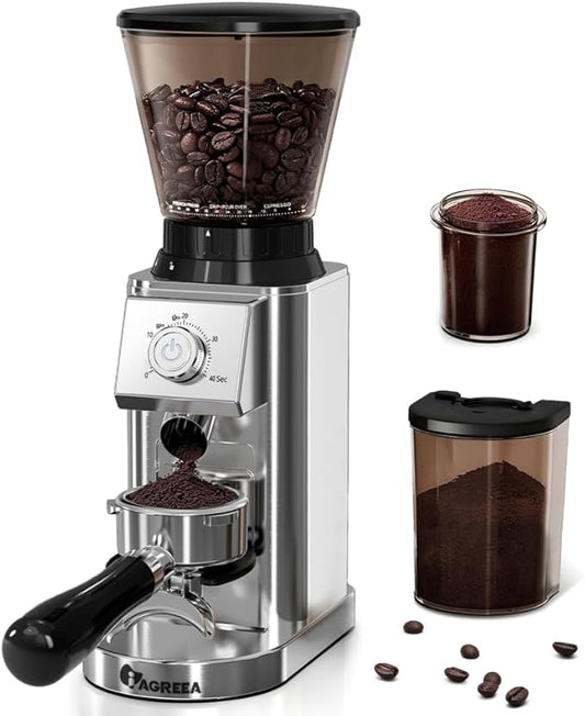 IAGREEA Coffee Grinder with Anti Static, Burr Coffee Bean Grinder for Home Use with 48 Precise Grind Settings, Detachable Funnel Stand for Espresso/Drip/Cold Brew/French Press, Stainless Steel