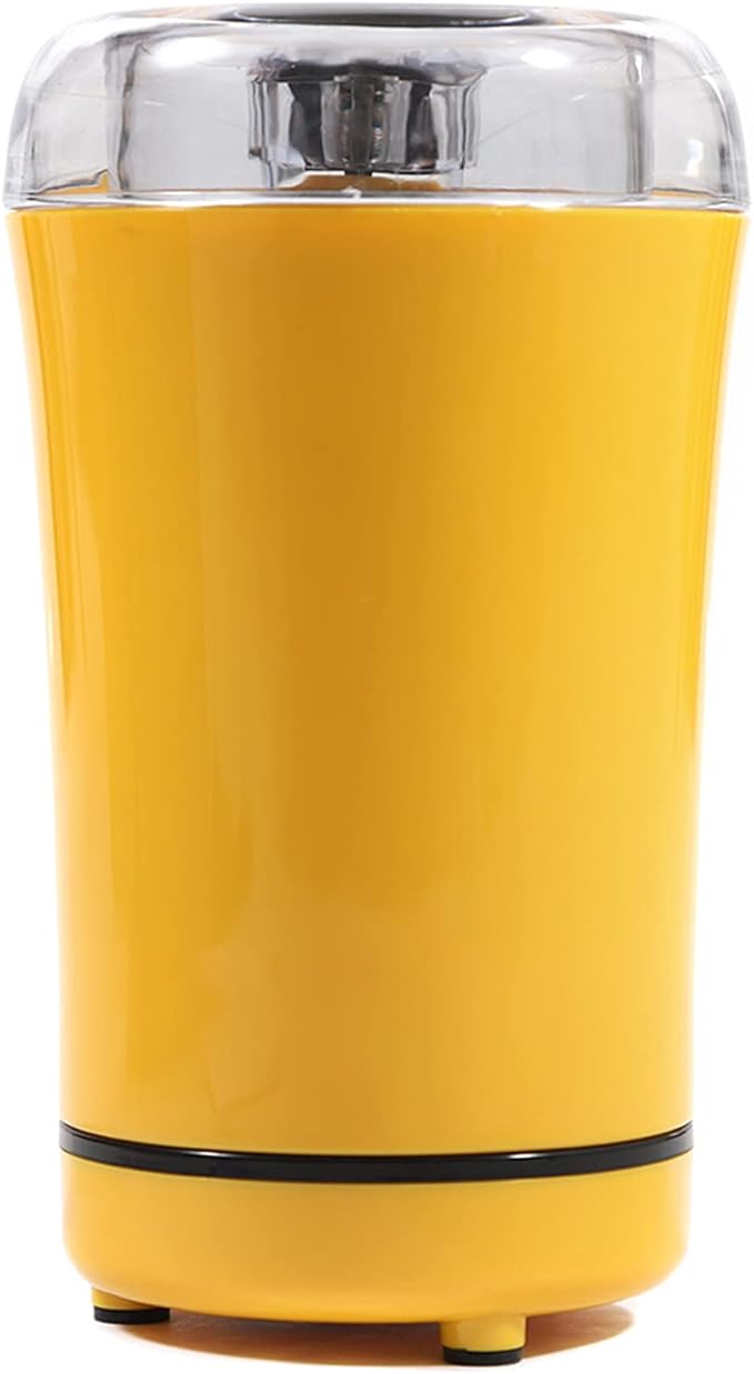 Electric Coffee Grinder, Powerful Spice Grinder Coffee Beans Grinder Coffee Mill Fresh Grind with Stainless Steel Blade, 50g Grinding Capacity, 150W 110V (Yellow)