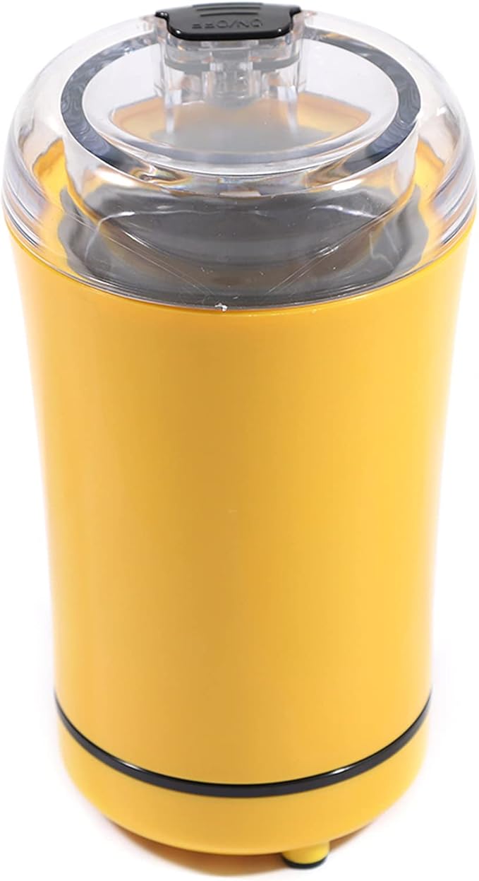 Electric Coffee Grinder, Powerful Spice Grinder Coffee Beans Grinder Coffee Mill Fresh Grind with Stainless Steel Blade, 50g Grinding Capacity, 150W 110V (Yellow)