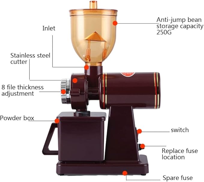 Electric Conical Burr Coffee Grinder Portable Coffee Bean Grinder Stainless Steel Smart Grinder with Adjustable Settings for Espresso, Spices, Nuts, Grains (Ordinary b,Ordinary Black 220V