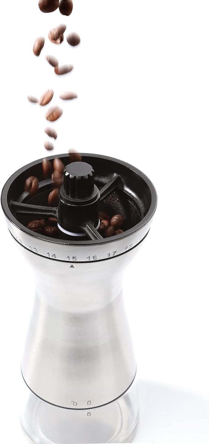 Zassenhaus Manaos Manual Coffee Grinder - Stainless Steel Mill - 2.5 Ounce, 9.5-Inch Hand Bean Grinder for Fresh Coffee