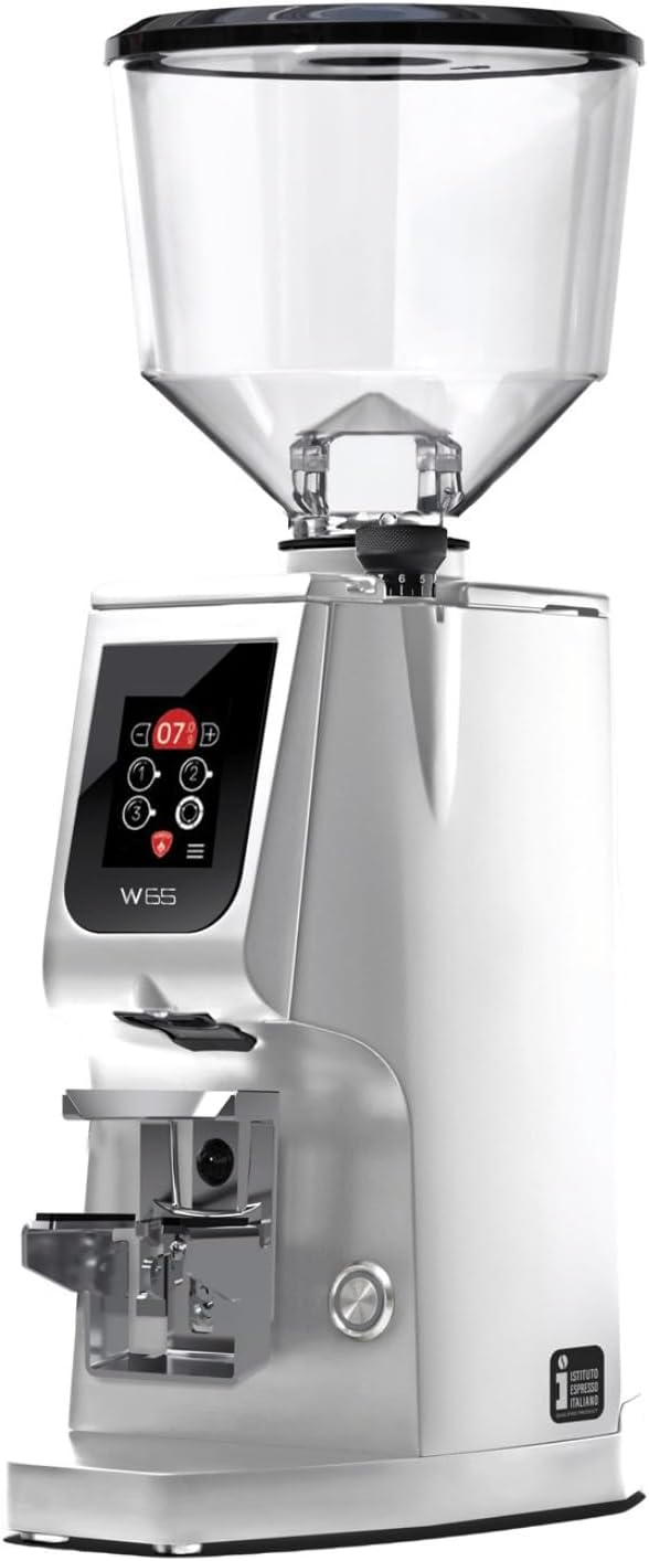Eureka Atom W65 Grind-by-Weight Espresso Grinder | 65 mm Flat Burrs, Silent Technology, ACE Anti-Static System, Stepless Micrometric Adjustment, Touch Display & Hands-Free Fork