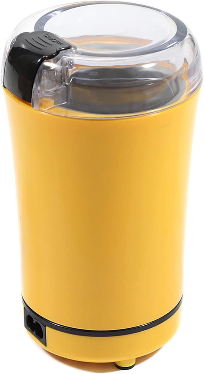 Electric Coffee Grinder, Powerful Spice Grinder Coffee Beans Grinder Coffee Mill Fresh Grind with Stainless Steel Blade, 50g Grinding Capacity, 150W 110V (Yellow)