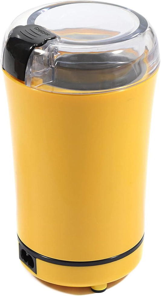 Electric Coffee Grinder, Powerful Spice Grinder Coffee Beans Grinder Coffee Mill Fresh Grind with Stainless Steel Blade, 50g Grinding Capacity, 150W 110V (Yellow)