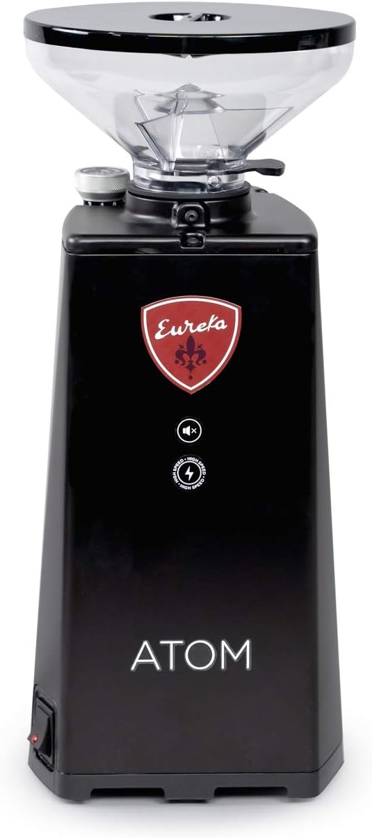 Eureka Atom Specialty 75 Commercial Espresso Grinder - Short Hopper | 75mm Flat Burrs | Silent Technology | Timed Dosing | Stepless | (Black)