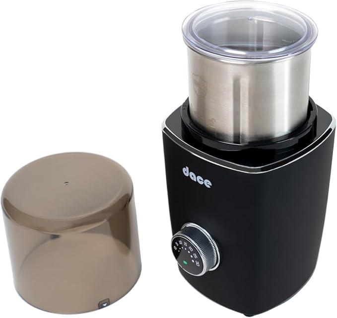 Dace Cordless Dry Coffee and Spice Grinder with Timing Knob and Removable Grinding Bowl | Coffee Spice Grinder (Black)