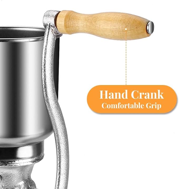 Manual Grain Grinder Hand Crank Grain Mill Table Clamp Corn Grinder Mill Cast Iron Coffee Seed Spice Beans Crusher with Large and Wooden Handle for Home Kitchen