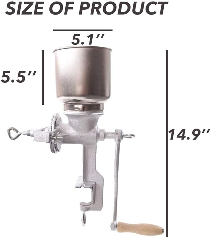 Grain Mill Iron Grinder Manual Food Grinder Hand Crack Hand Operated Mill for Corn Crank Grains Oats Wheat Coffee Nuts Malt