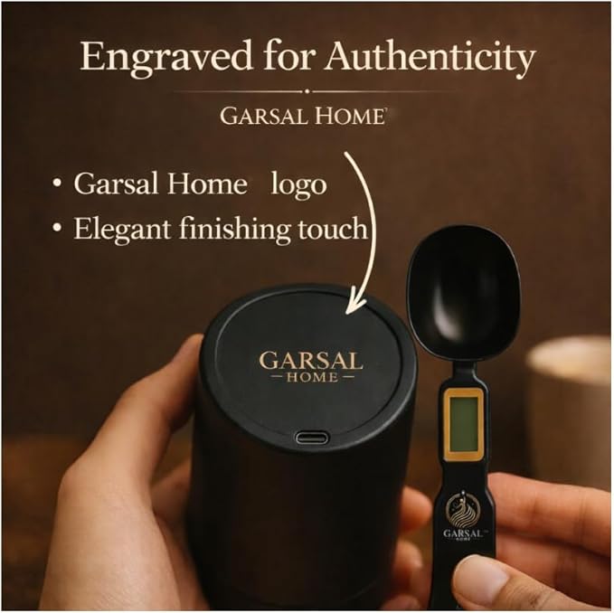Garsal home. Electric Burr Coffee Grinder with 40 Grind Settings, Stainless Steel Conical Blades, Digital Measuring Spoon, USB-C Rechargeable Battery.