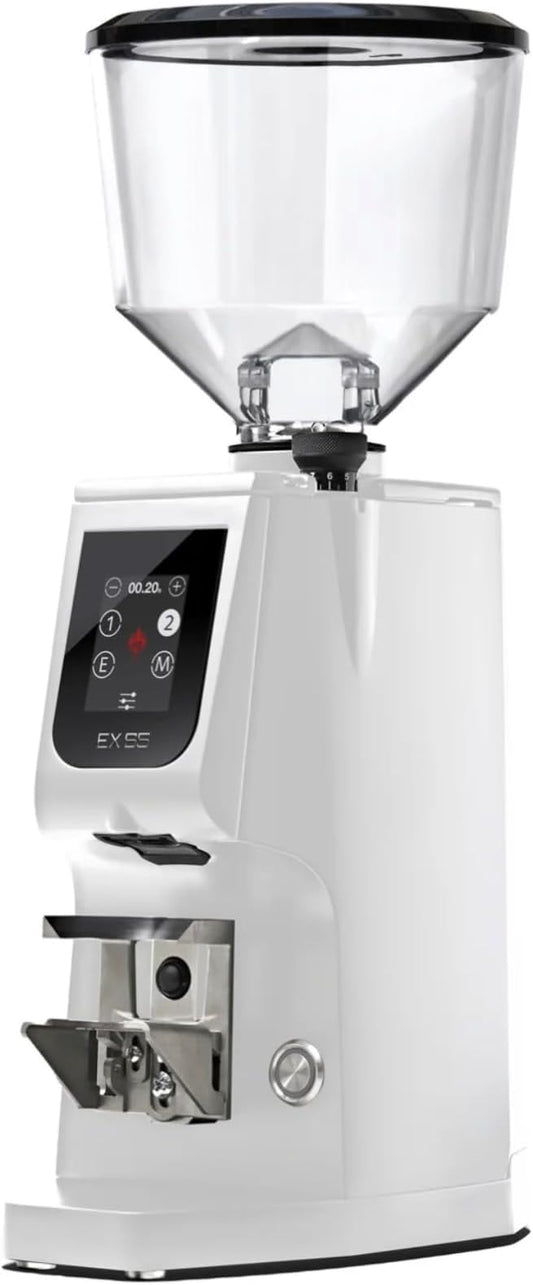 Eureka Atom Excellence 65 Commercial Espresso Grinder, White – Silent, Touch‑Screen, 65 mm Flat Burrs, Stepless Micrometric Adjustment