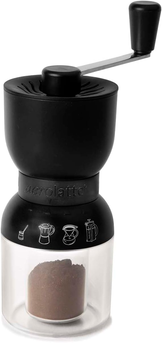 Aerolatte Precision Burr Coffee Grinder, Glass with Ceramic Mechanism, 1-Cup Capacity