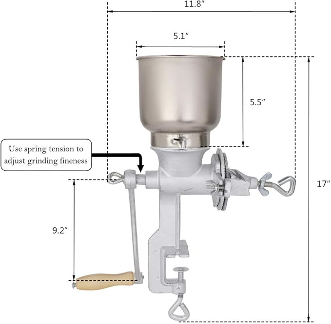 Manual Grain Grinder, Hand Cranking Small Grain Mill, Manual Grinder For Corn, Rice, Soybeans, Pepper, Chickpeas, Cast Iron Wheat Grinder For Domestic Use