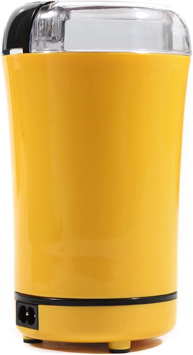 Electric Coffee Grinder, Powerful Spice Grinder Coffee Beans Grinder Coffee Mill Fresh Grind with Stainless Steel Blade, 50g Grinding Capacity, 150W 110V (Yellow)